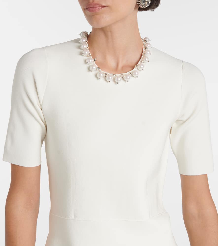 Monique Lhuillier Embellished Knitted Minidress In Silk White