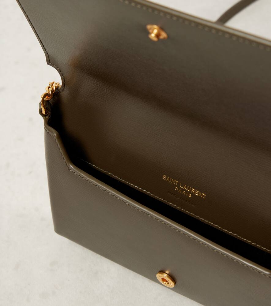 Saint Laurent Cassandre Leather Phone Pouch In Light Musk