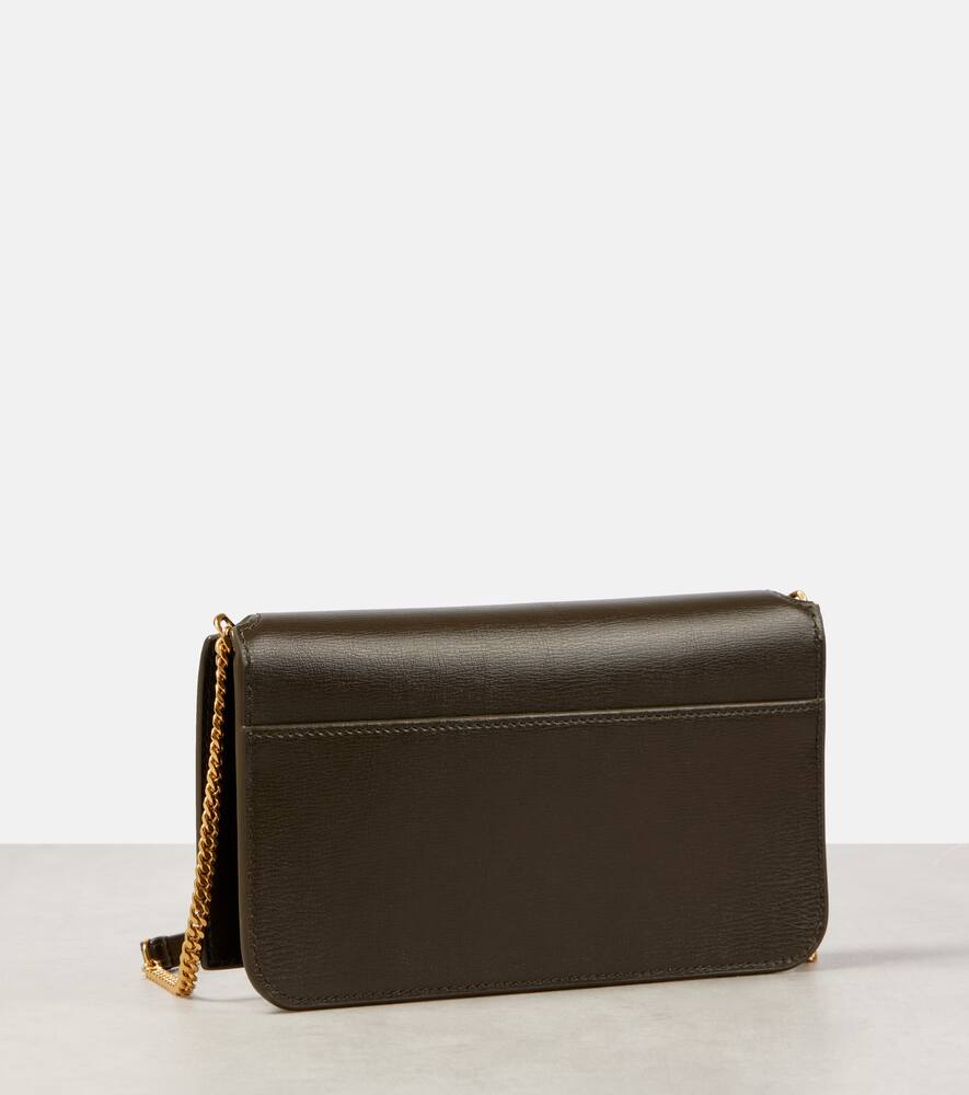 Saint Laurent Cassandre Leather Phone Pouch In Light Musk