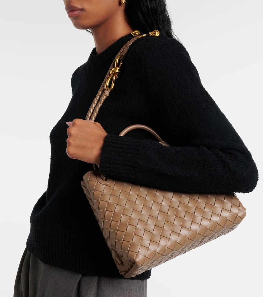 Bottega Veneta Small Leather Andiamo Shoulder Bag In Brown