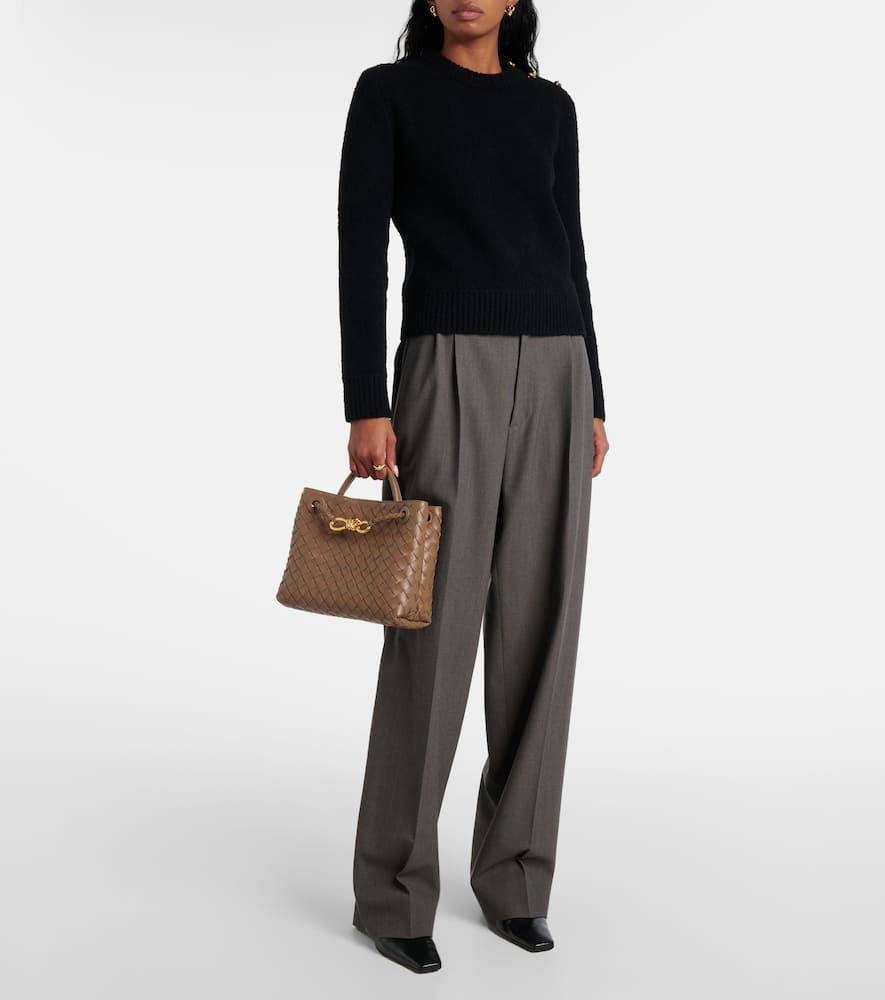 Bottega Veneta Small Leather Andiamo Shoulder Bag In Brown