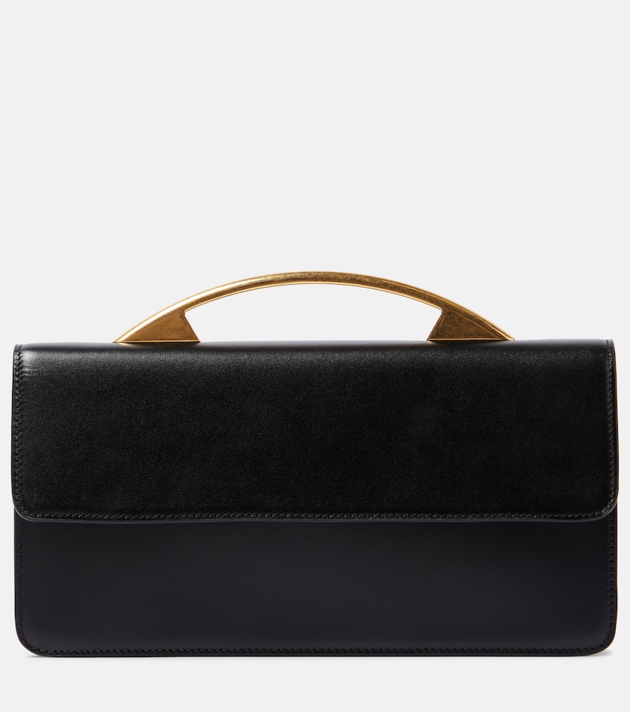 The Row Nia Leather Shoulder Bag In Black
