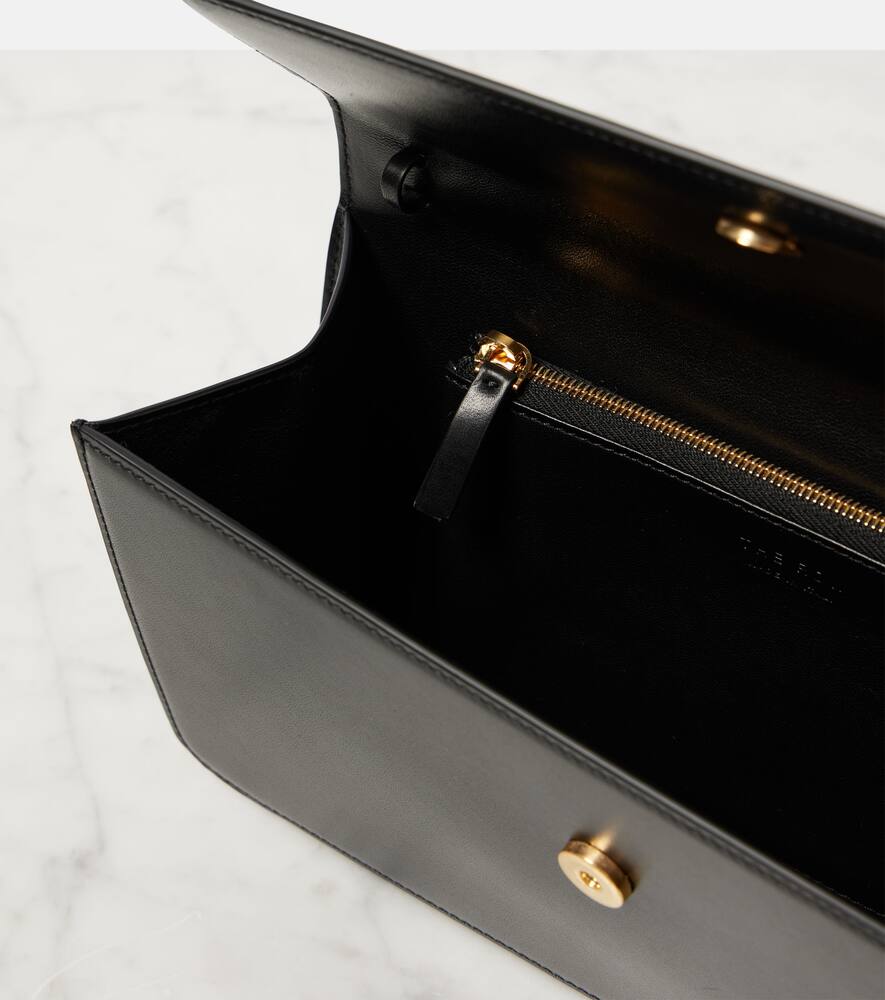 The Row Nia Leather Shoulder Bag In Black