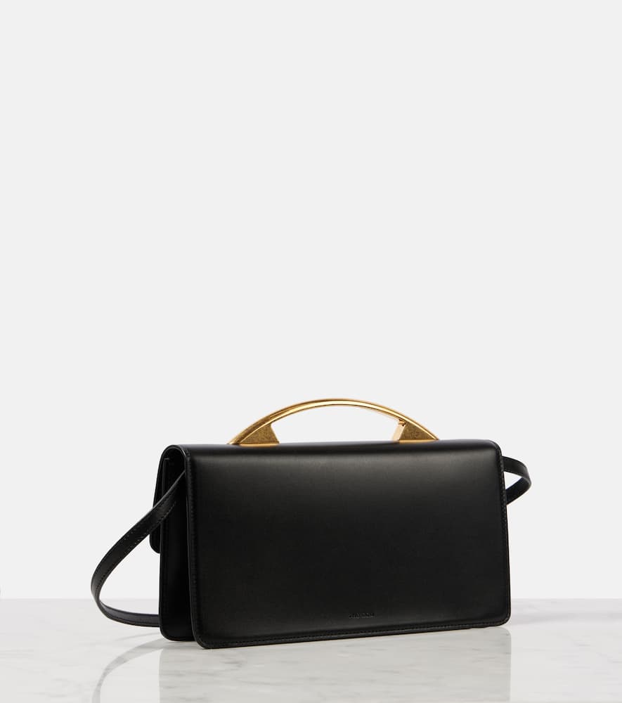 The Row Nia Leather Shoulder Bag In Black