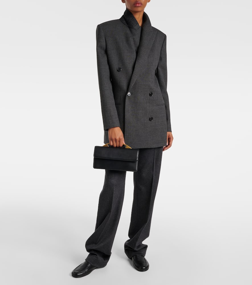The Row Nia Leather Shoulder Bag In Black
