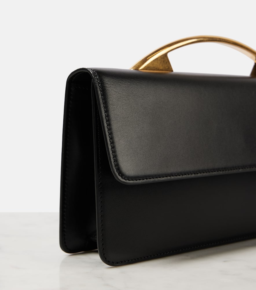 The Row Nia Leather Shoulder Bag In Black
