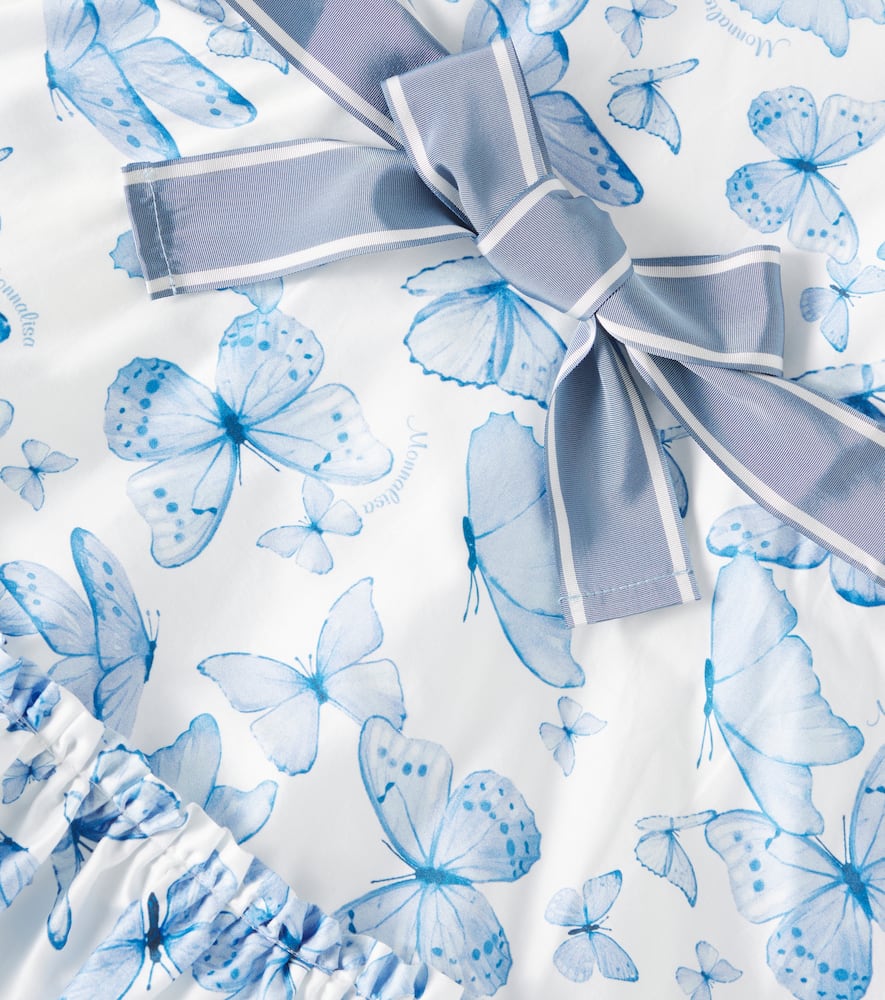 Monnalisa Cotton-blend Dress In Blue