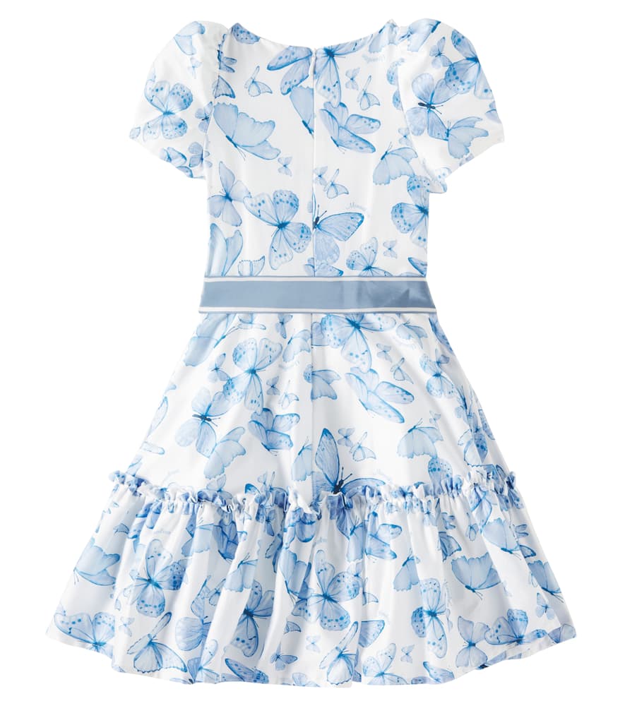 Monnalisa Cotton-blend Dress In Blue