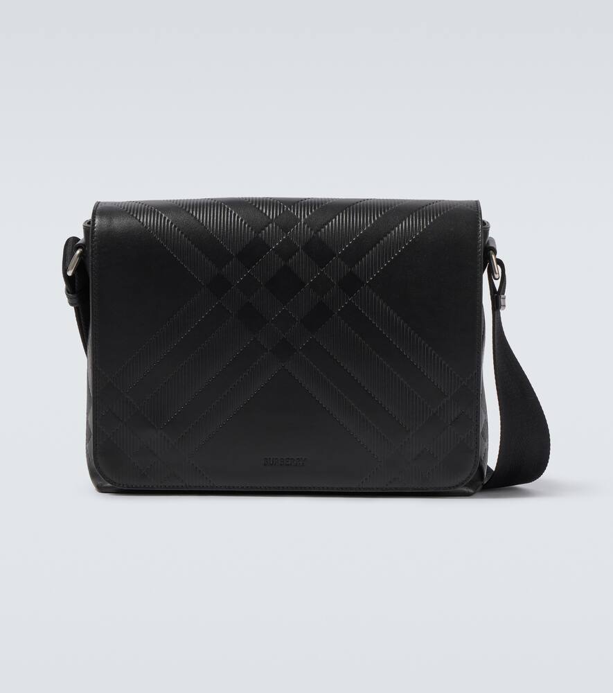 Burberry Debossed leather messenger bag