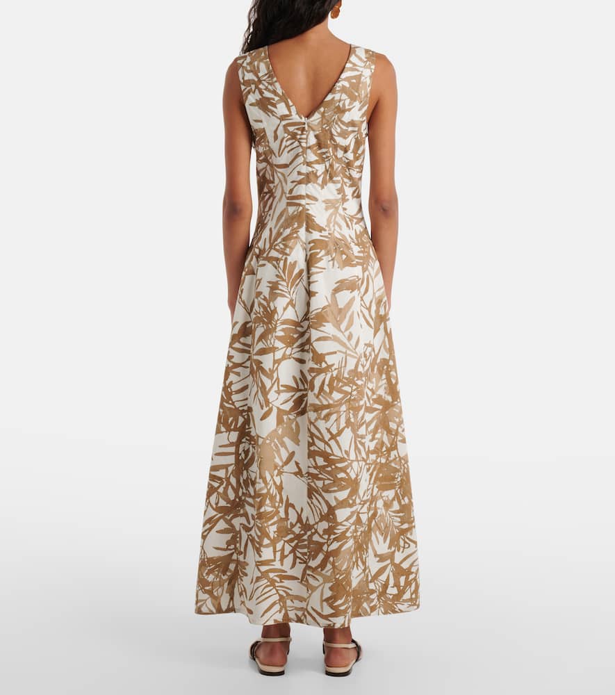 Brunello Cucinelli Printed Cotton Maxi Dress In Beige