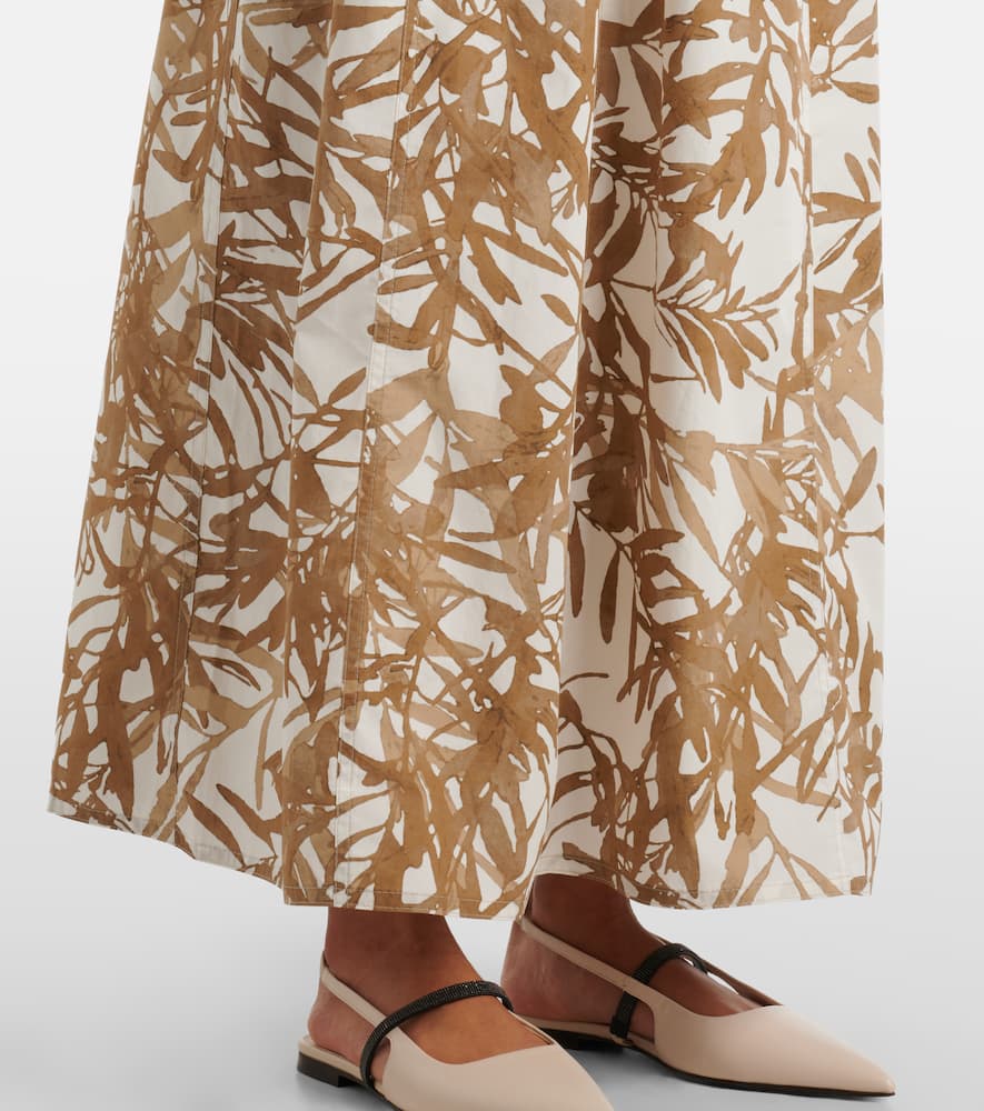 Brunello Cucinelli Printed Cotton Maxi Dress In Beige