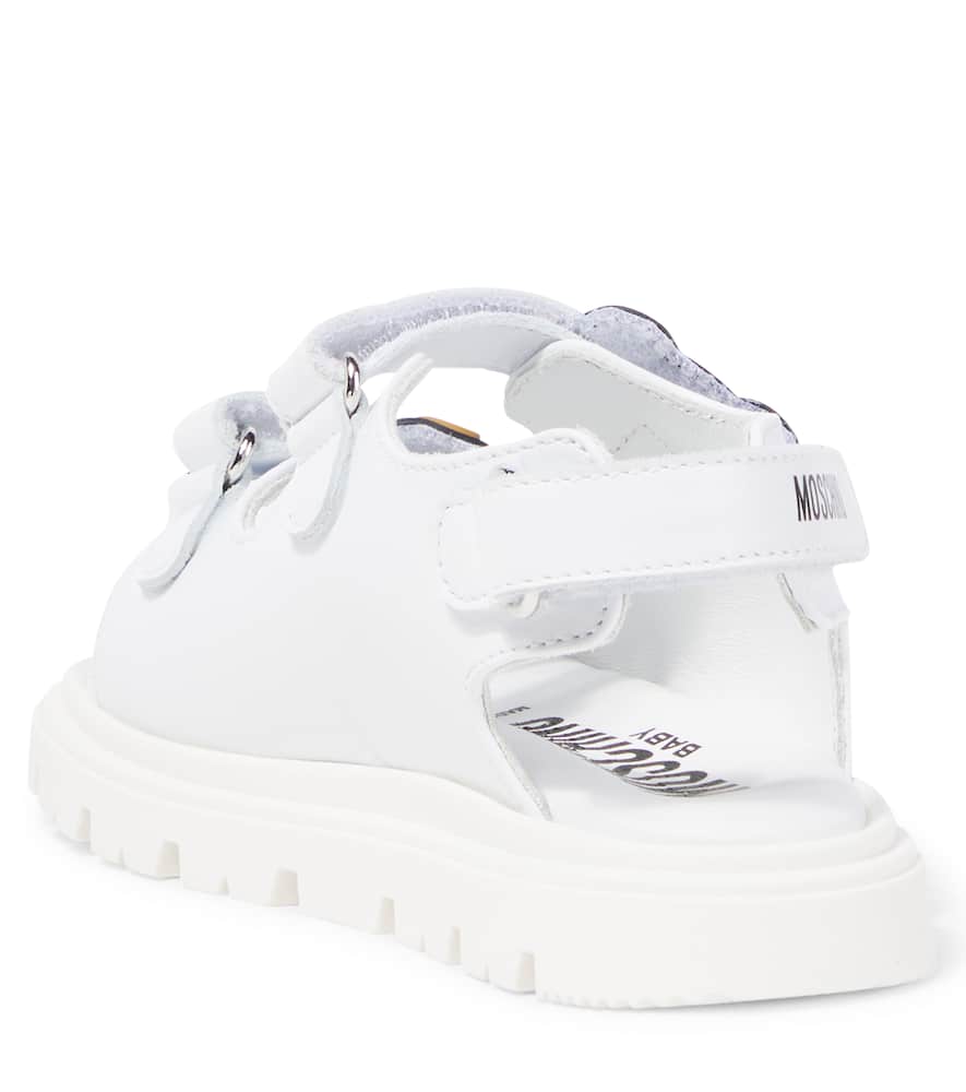Moschino Teddy Bear Leather Sandals In White