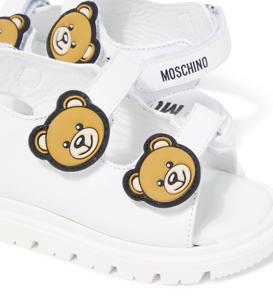 Moschino Teddy Bear Leather Sandals In White