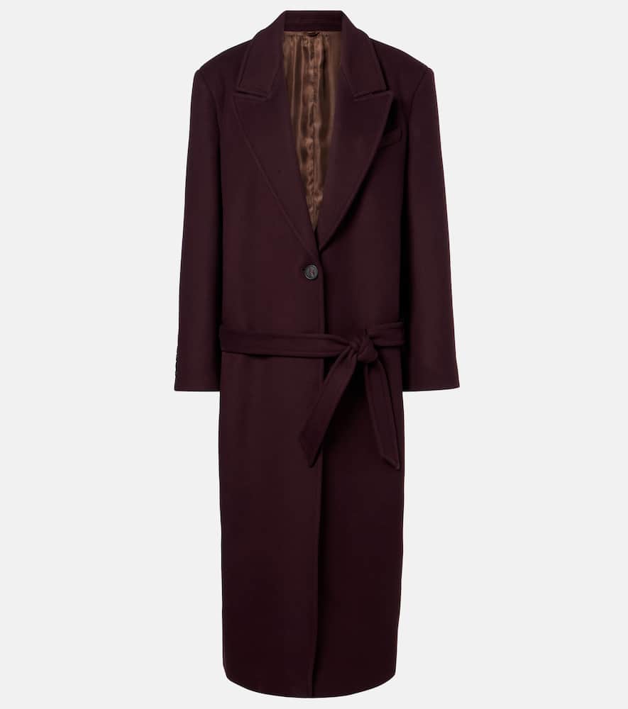 Attico Wool-blend Twill Coat In Burgundy