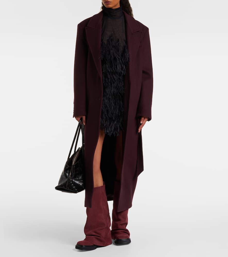 Attico Wool-blend Twill Coat In Burgundy