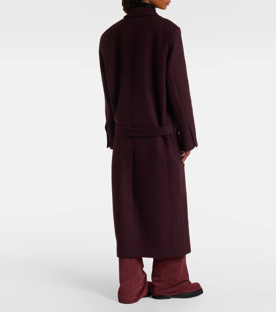 Attico Wool-blend Twill Coat In Burgundy