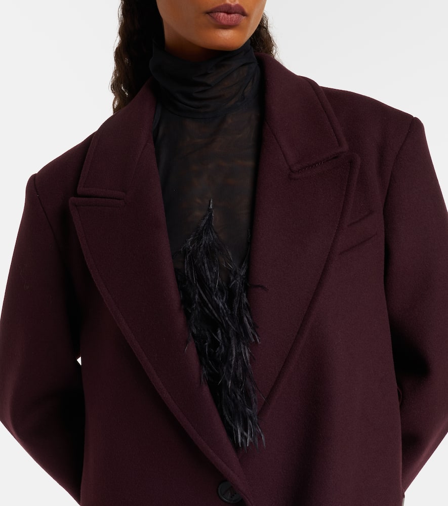 Attico Wool-blend Twill Coat In Burgundy