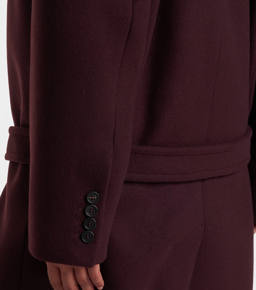 Attico Wool-blend Twill Coat In Burgundy