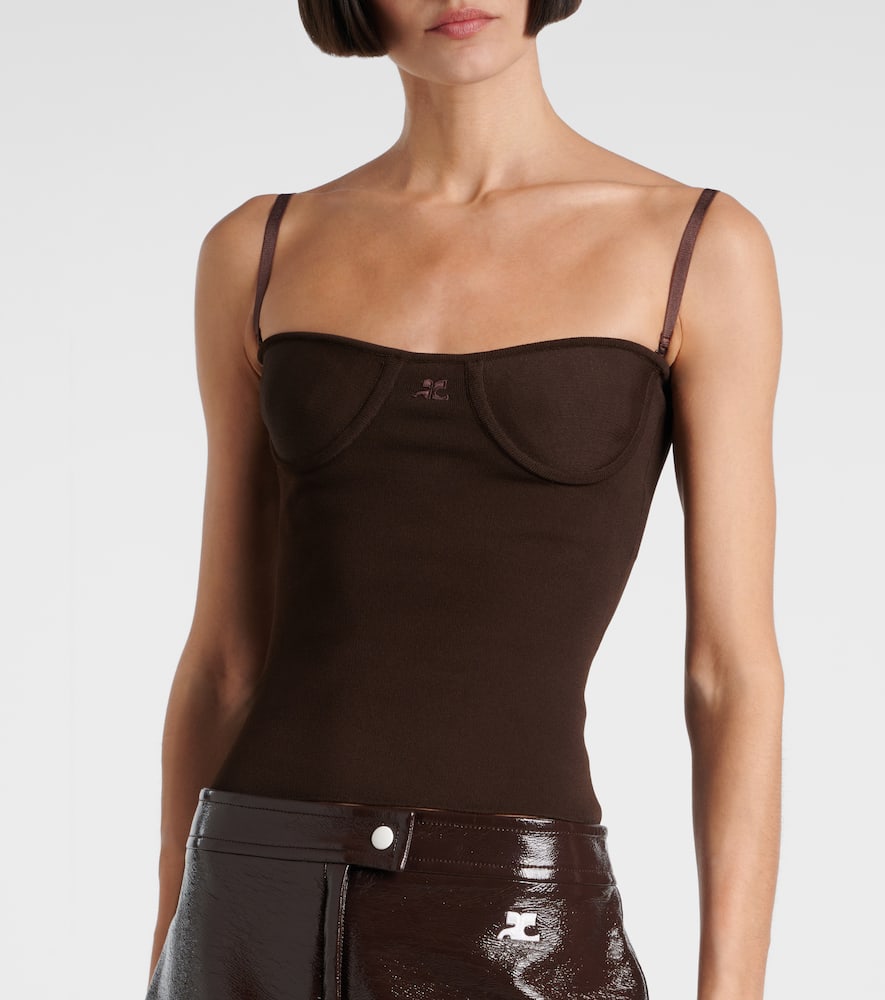 Courrèges Logo Tank Top In Brown