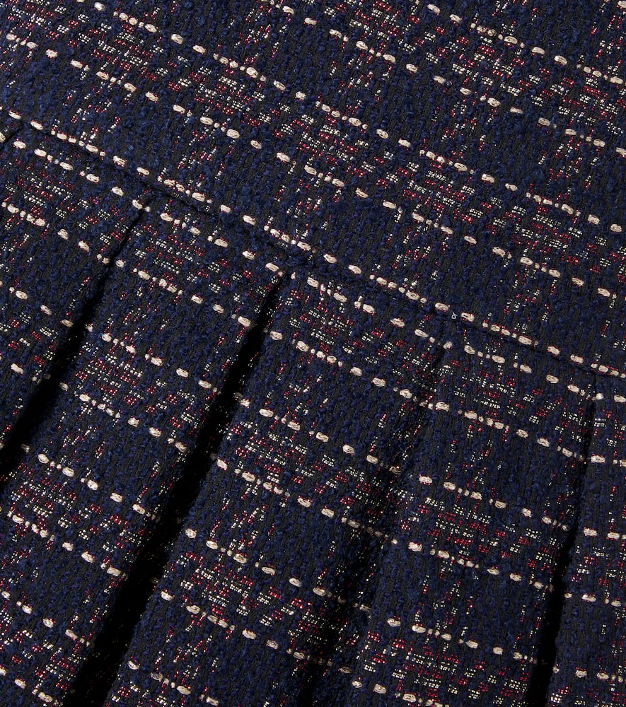Tartine Et Chocolat Velvet-trimmed Tweed Dress In Multi