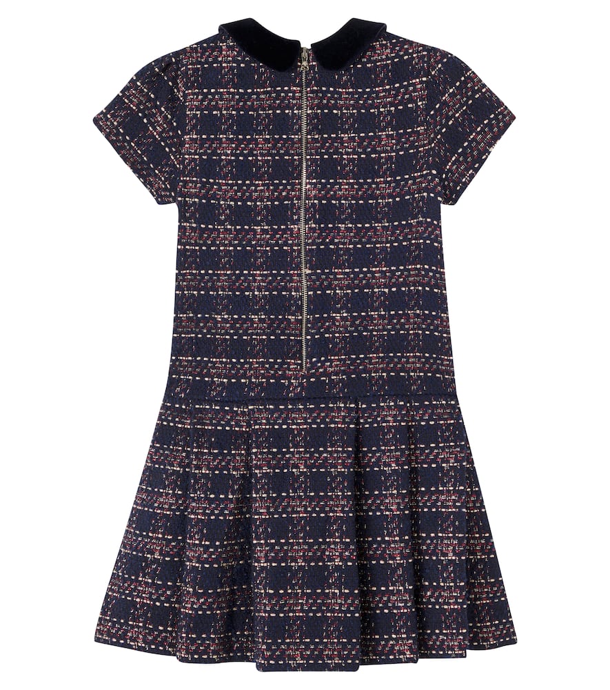 Tartine Et Chocolat Velvet-trimmed Tweed Dress In Multi