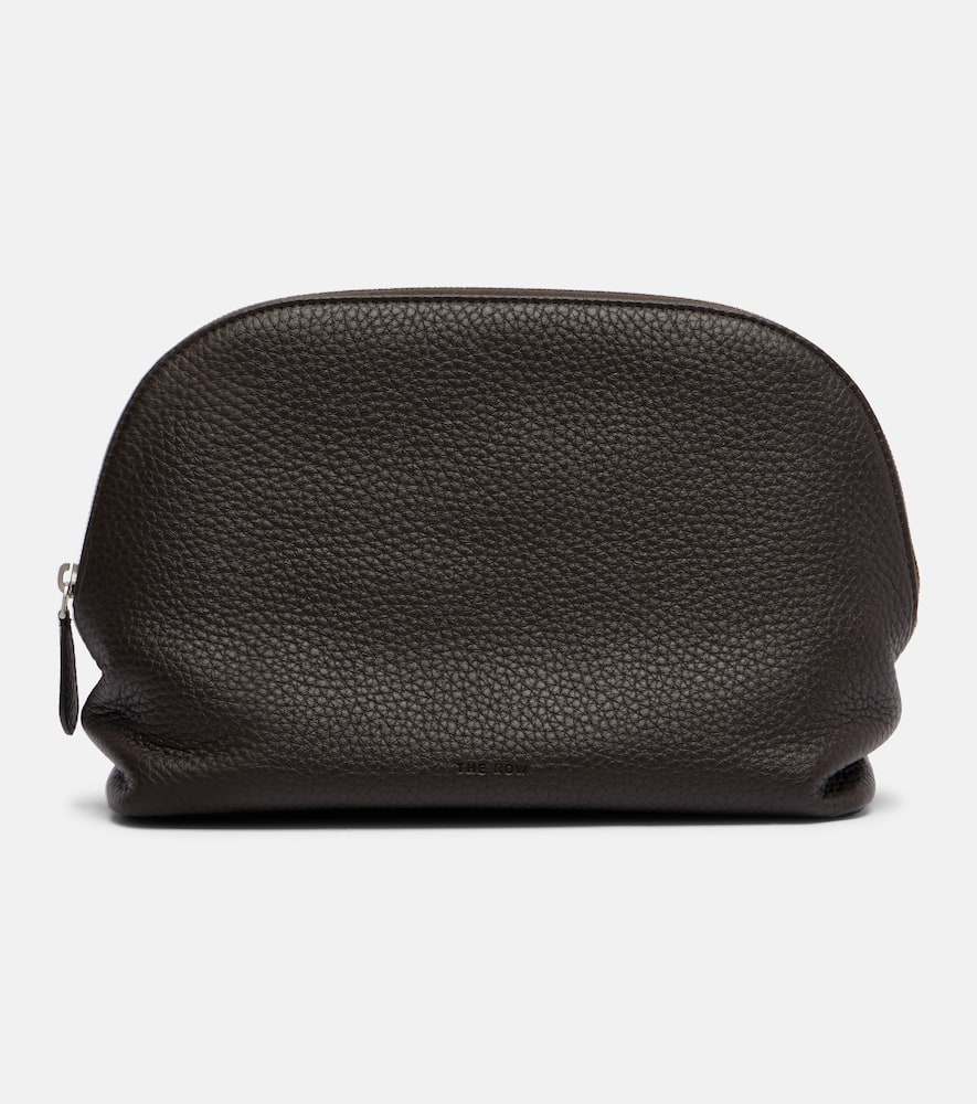 The Row Agnes Leather Clutch In Brown