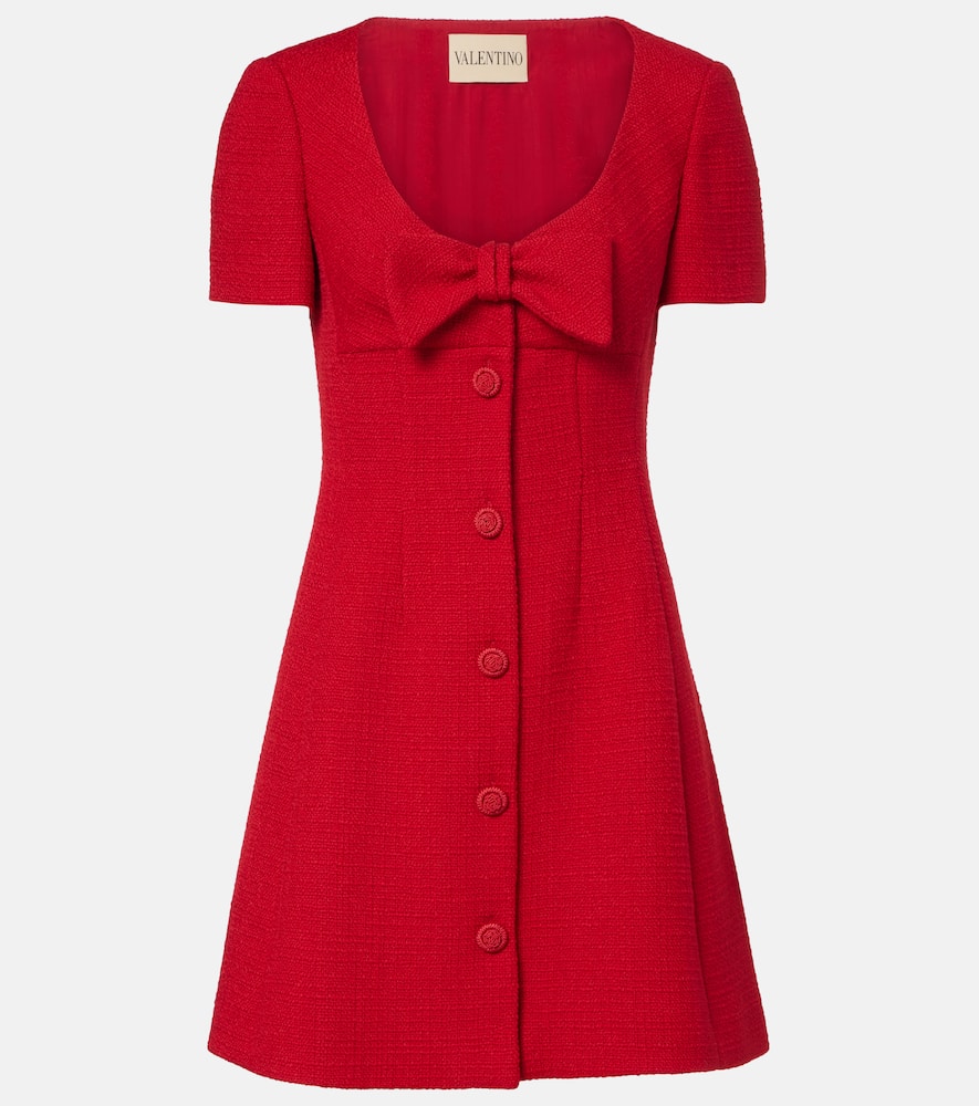 Valentino Wool-blend Tweed Minidress In Gold