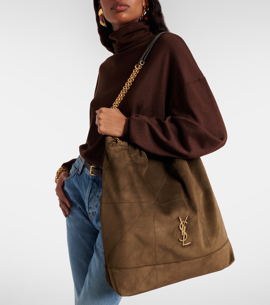 Saint Laurent Jamie Cassandre Large Suede Shoulder Bag In Green