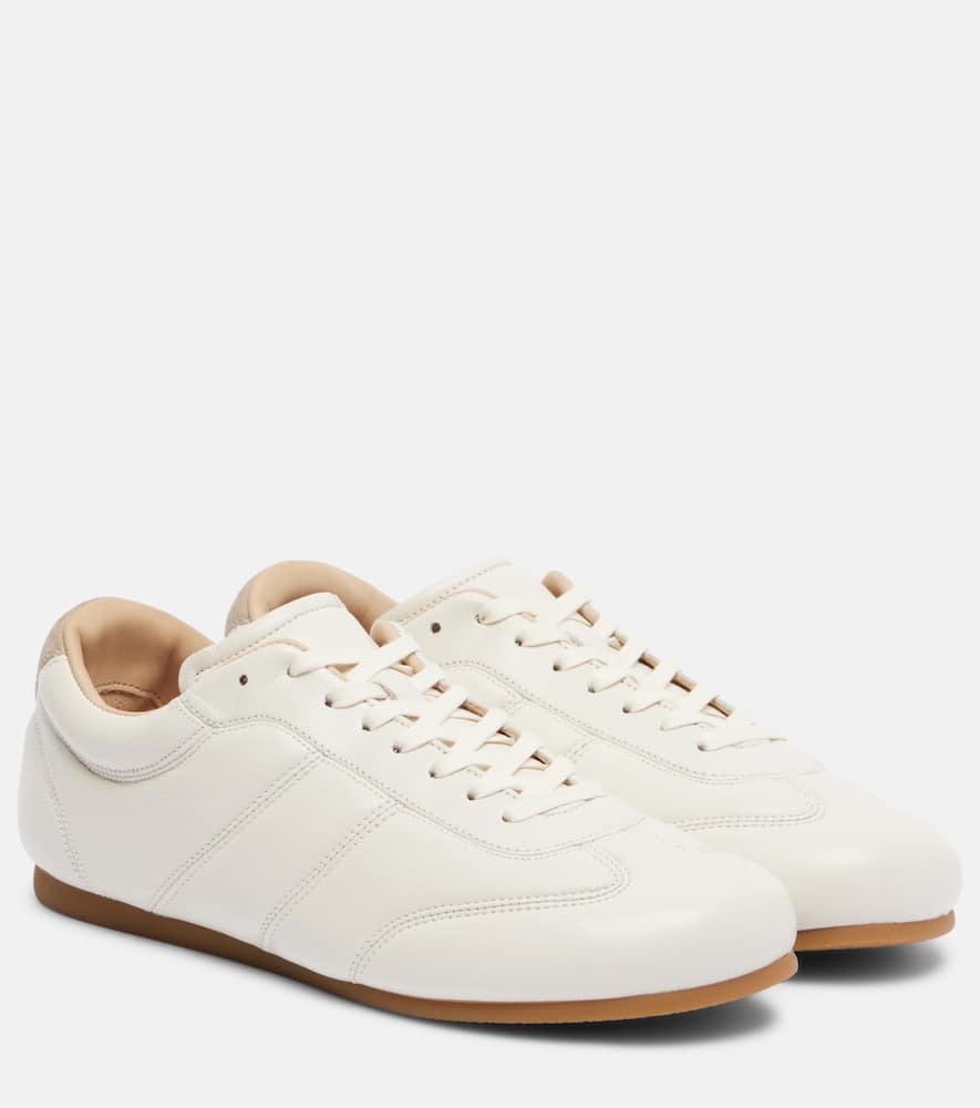 Lemaire Calf Leather Soft Runner Sneakers With Contrasting Heel Tab In White