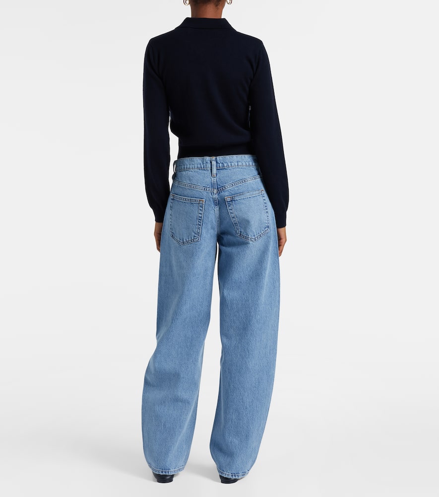 Frame Low Slung Mid-rise Barrel-leg Jeans In Blue