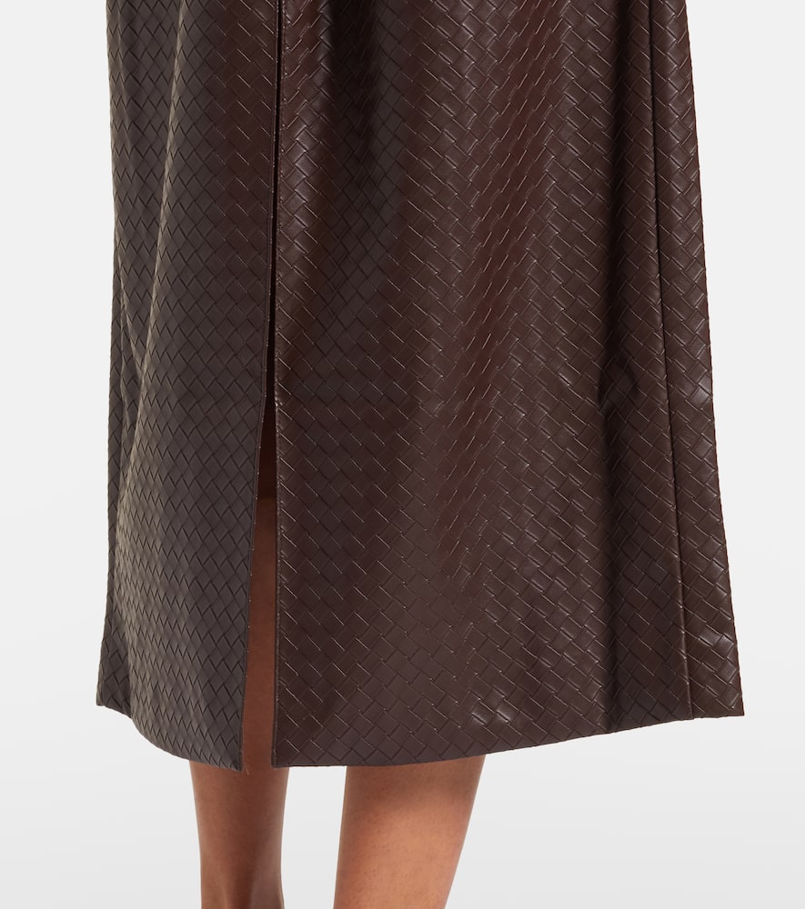 Rotate Birger Christensen Anatta Belted Woven Midi Skirt In Brown