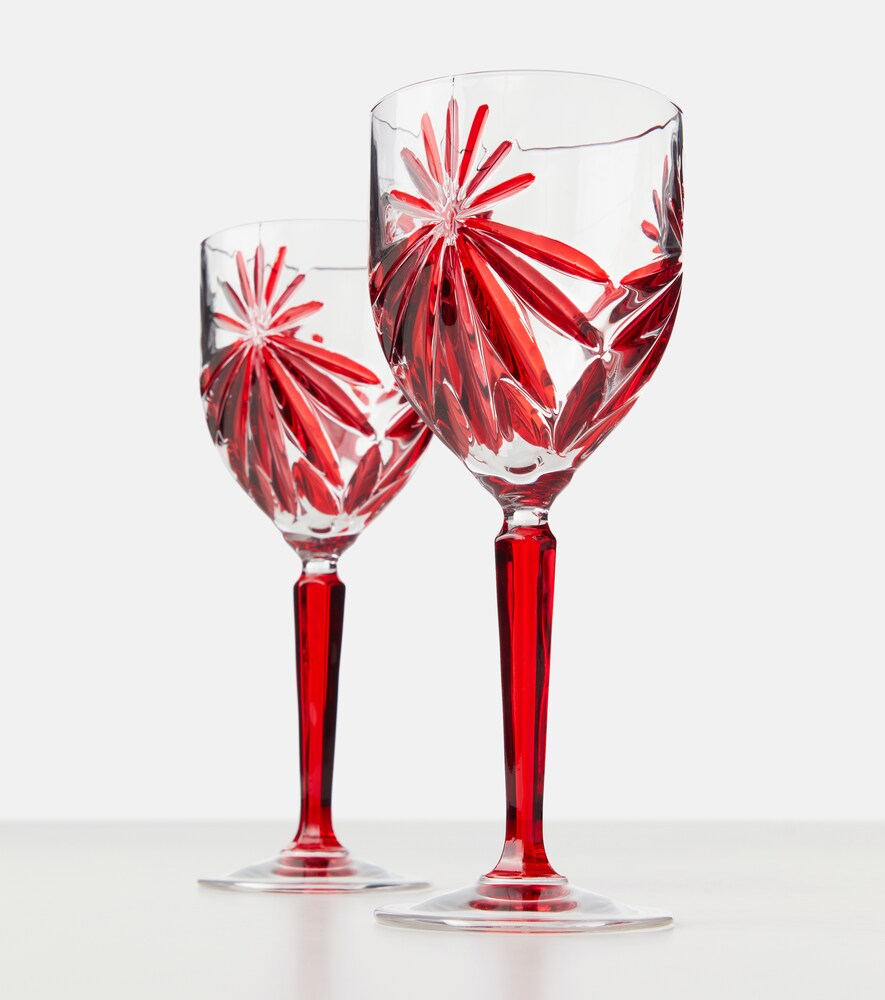  Les-ottomans Les-ottomans Set Of 4 Floral Crystal Wine Glasses 