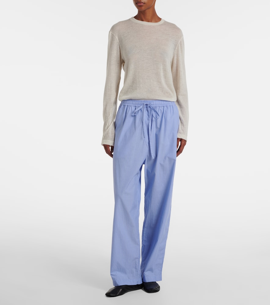 The Row Orien striped cotton wide-leg pants