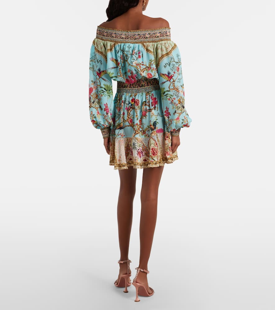 Camilla Embellished Off-shoulder Silk Crêpe Minidress In Multi