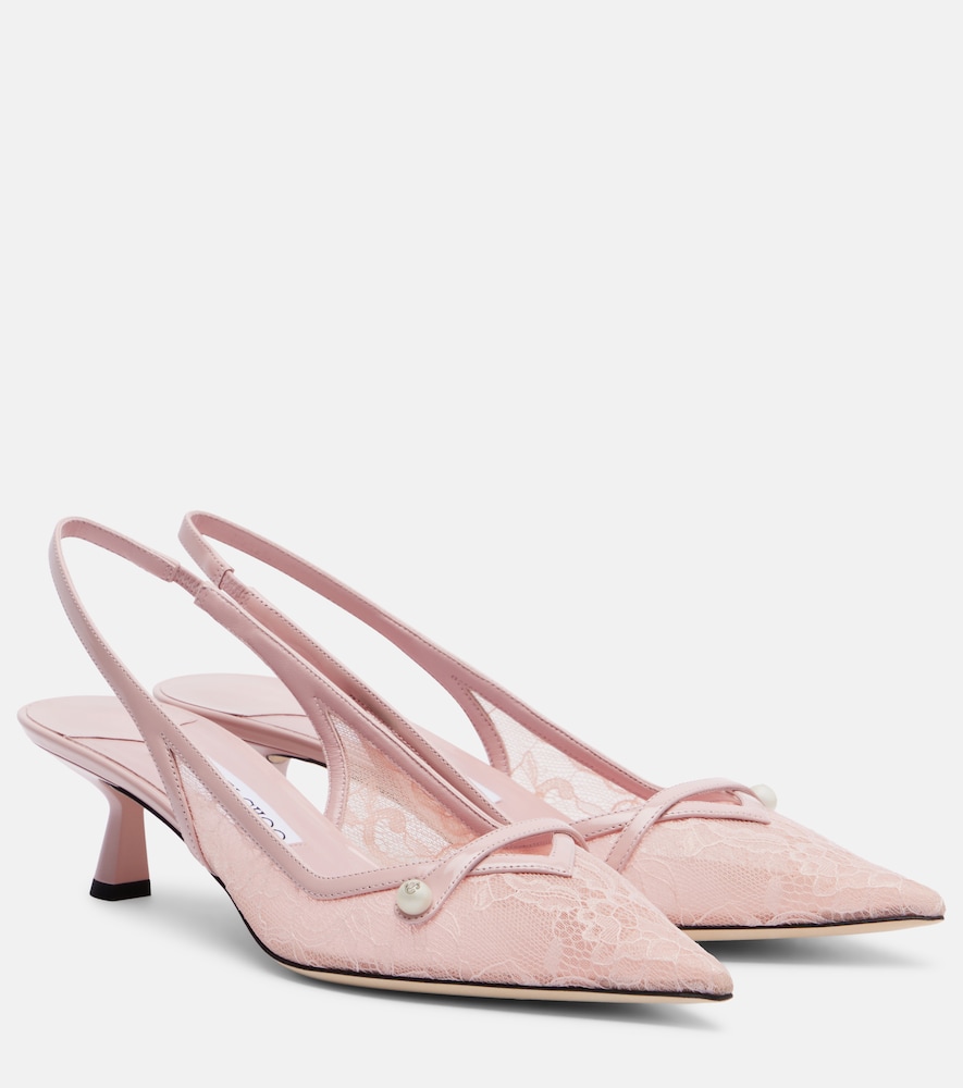 Jimmy Choo Amita 45 lace slingback pumps