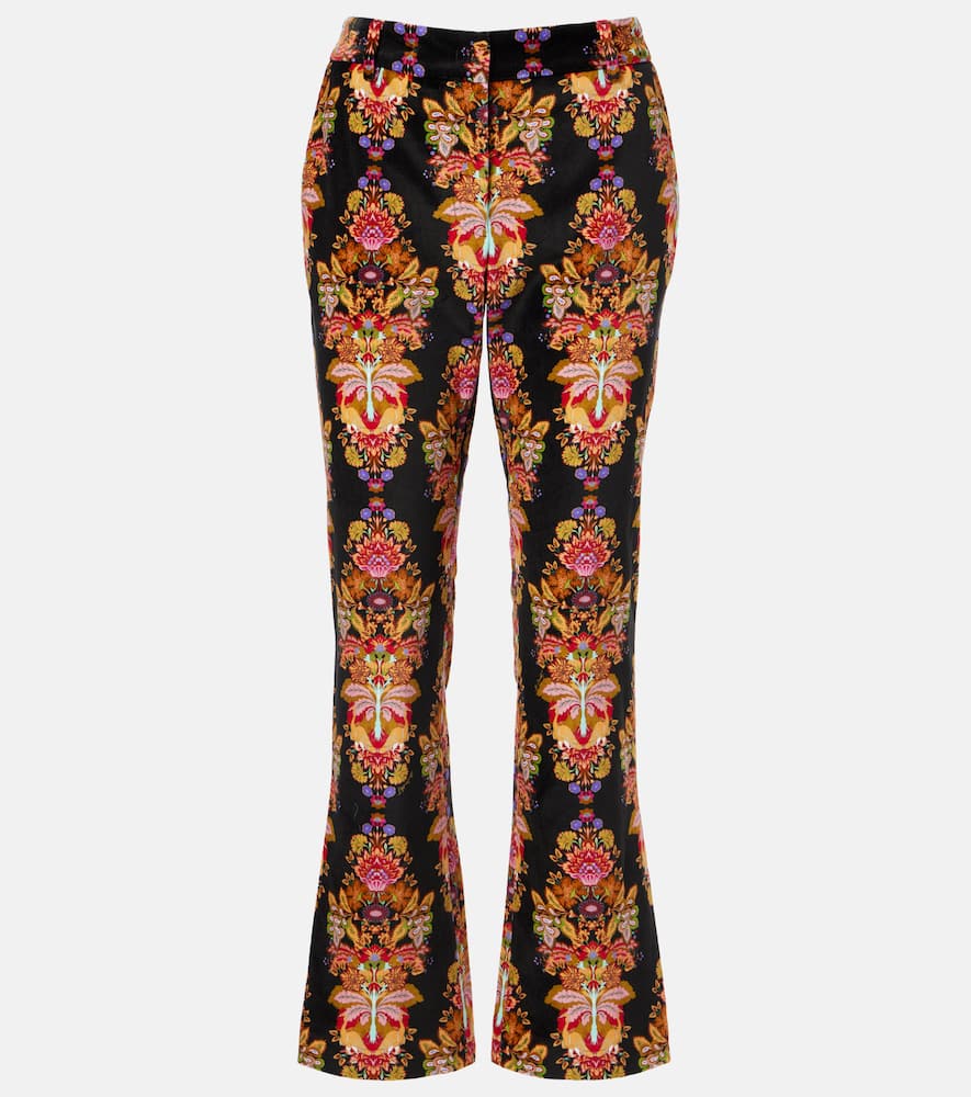 La Doublej 24/7 Printed Cropped Cotton Flared Pants In Multi