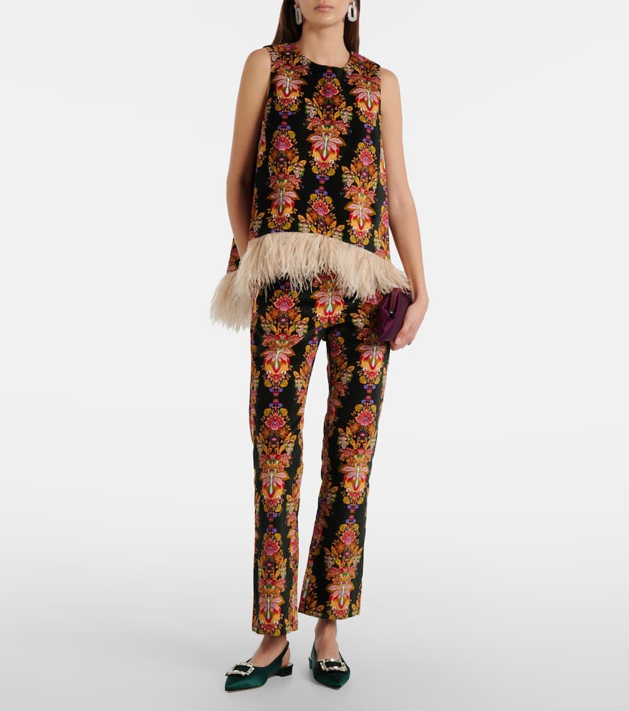 La Doublej 24/7 Printed Cropped Cotton Flared Pants In Multi