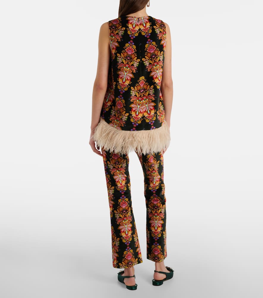 La Doublej 24/7 Printed Cropped Cotton Flared Pants In Multi