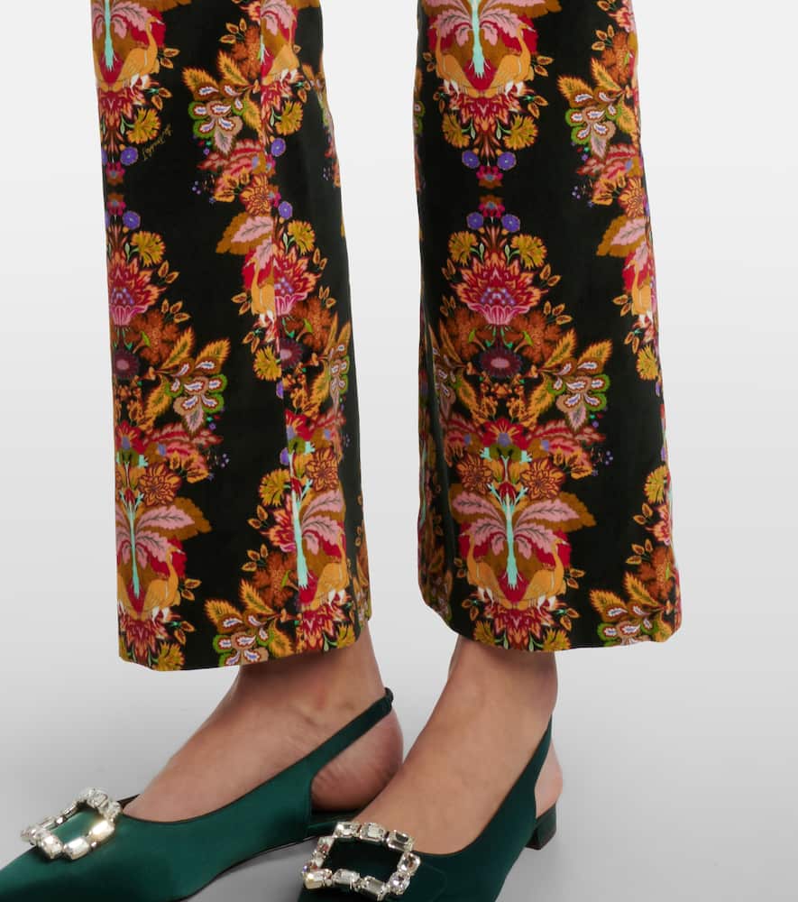 La Doublej 24/7 Printed Cropped Cotton Flared Pants In Multi