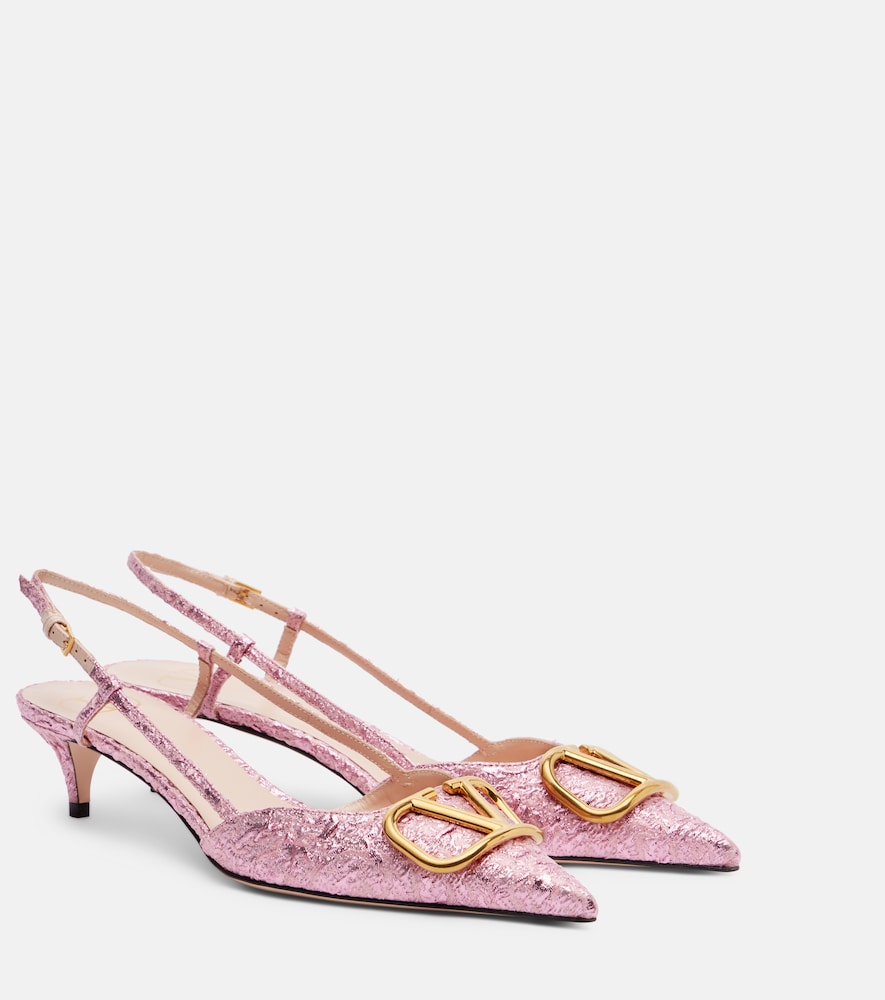 Valentino Garavani VLogo cloqué jacquard slingback pumps