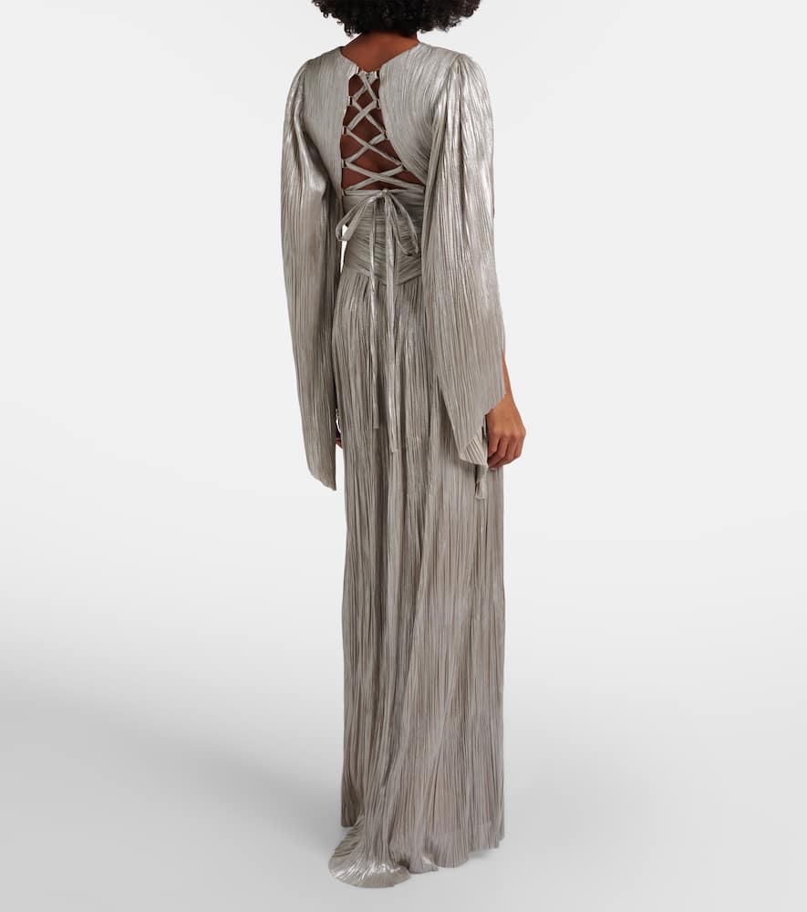 Maria Lucia Hohan Alana Pleated Silk Tulle Gown In Silver