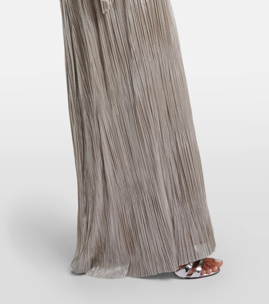 Maria Lucia Hohan Alana Pleated Silk Tulle Gown In Silver