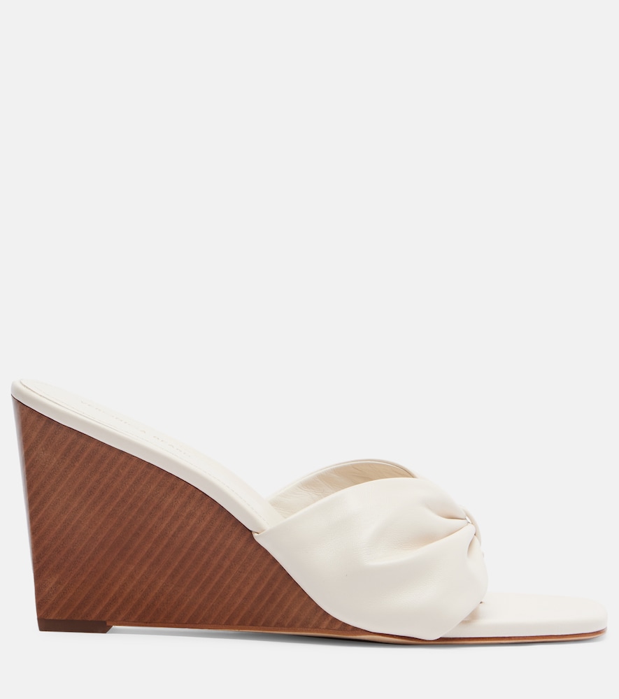  Veronica Beard Veronica Beard Leather Wedge Sandals 
