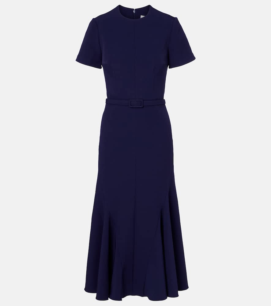Safiyaa Luisa Belted Crêpe Midi Dress In Blue