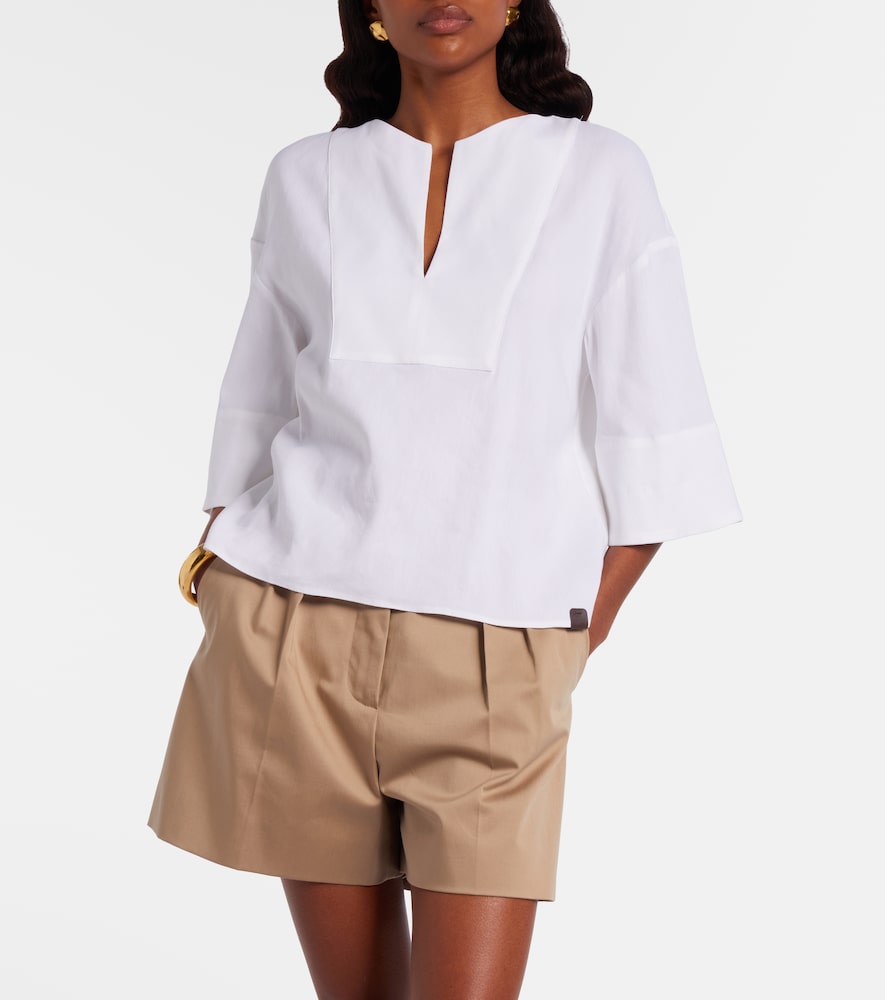  Max Mara Max Mara Sospiro Linen-blend Top 