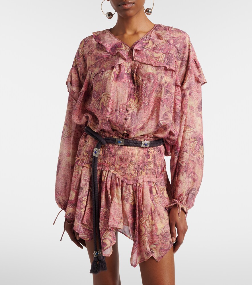 Isabel Marant Charis printed ruffled silk blouse