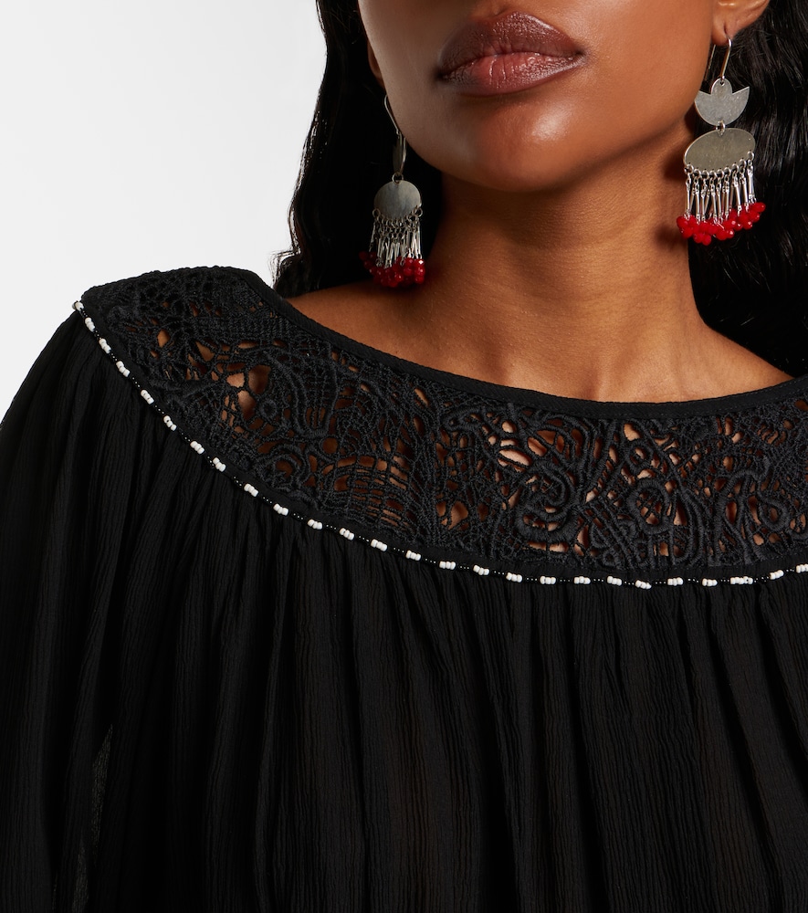 Isabel Marant Nelida guipure lace-trimmed silk blouse | Thumbnail 4