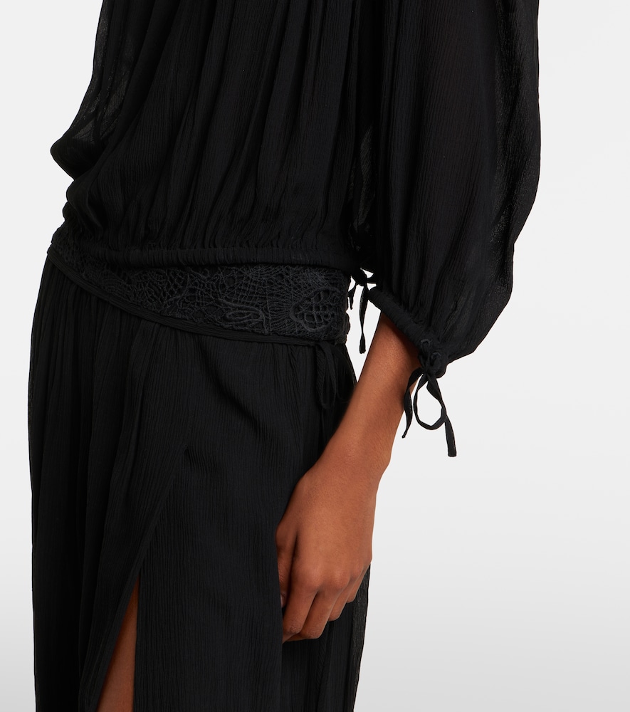  Isabel Marant Isabel Marant Nelida Guipure Lace-trimmed Silk Blouse 
