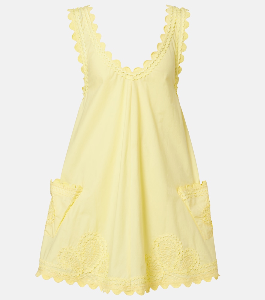 Juliet Dunn Embroidered cotton poplin minidress
