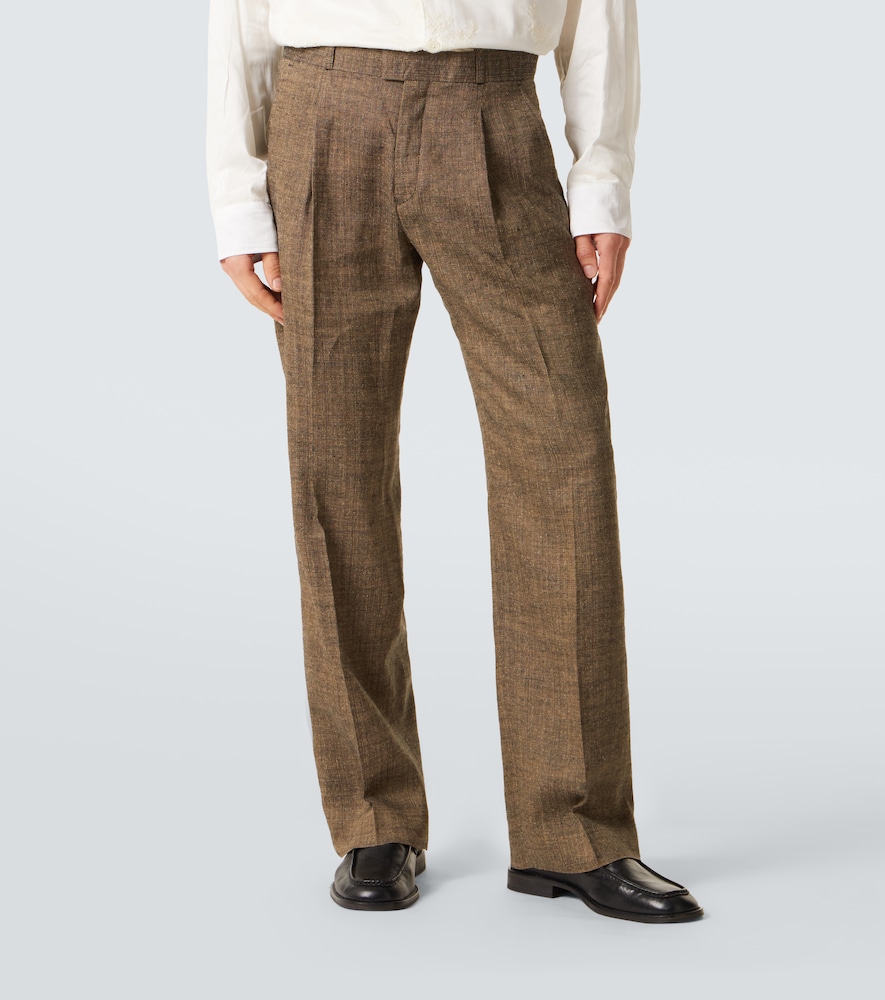 Slack Linen, Silk, And Cotton Straight Pants